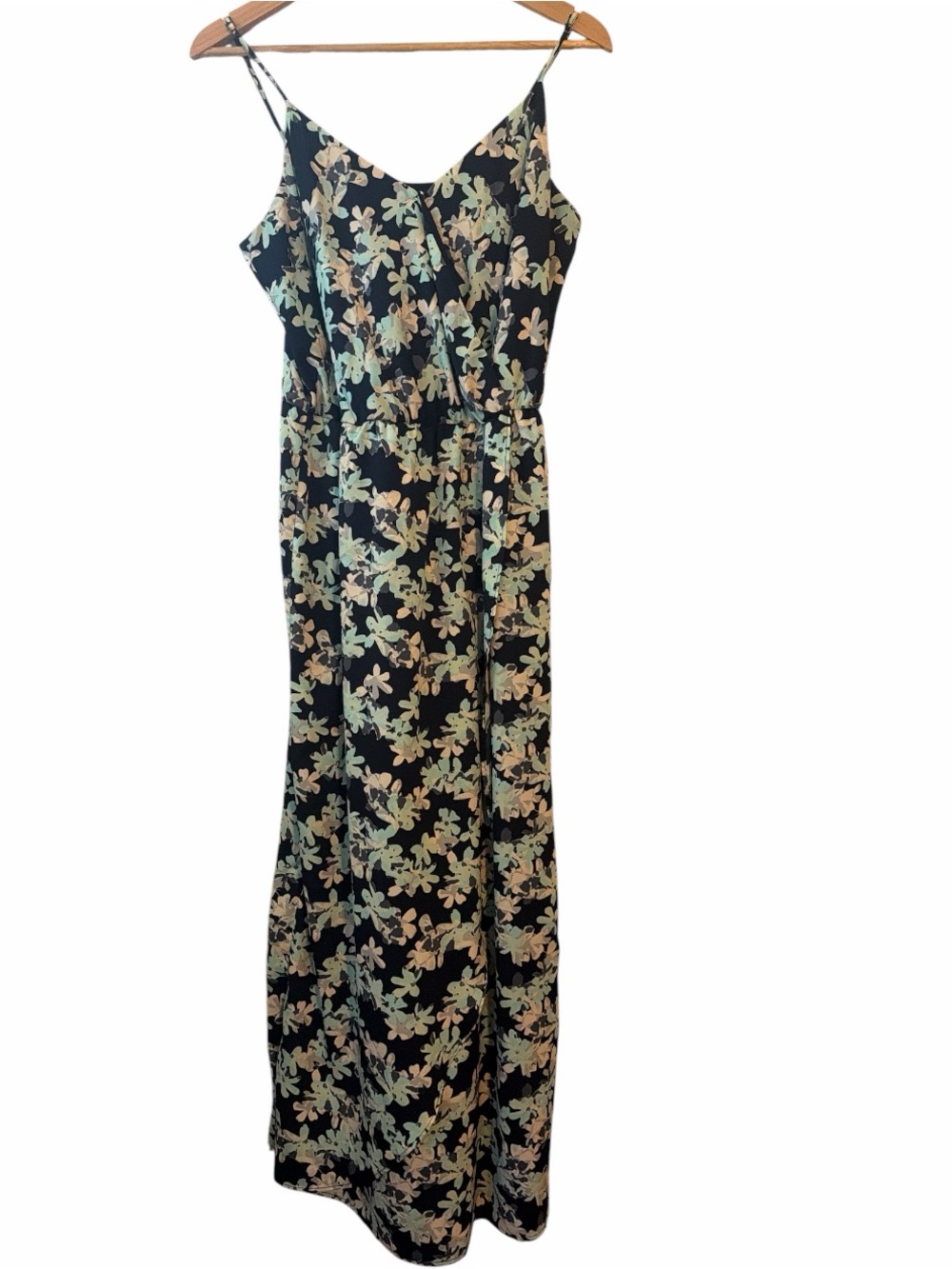 Banana Republic Floral Maxi Dress Faux Wrap Spaghetti Strap Women’s Size 10